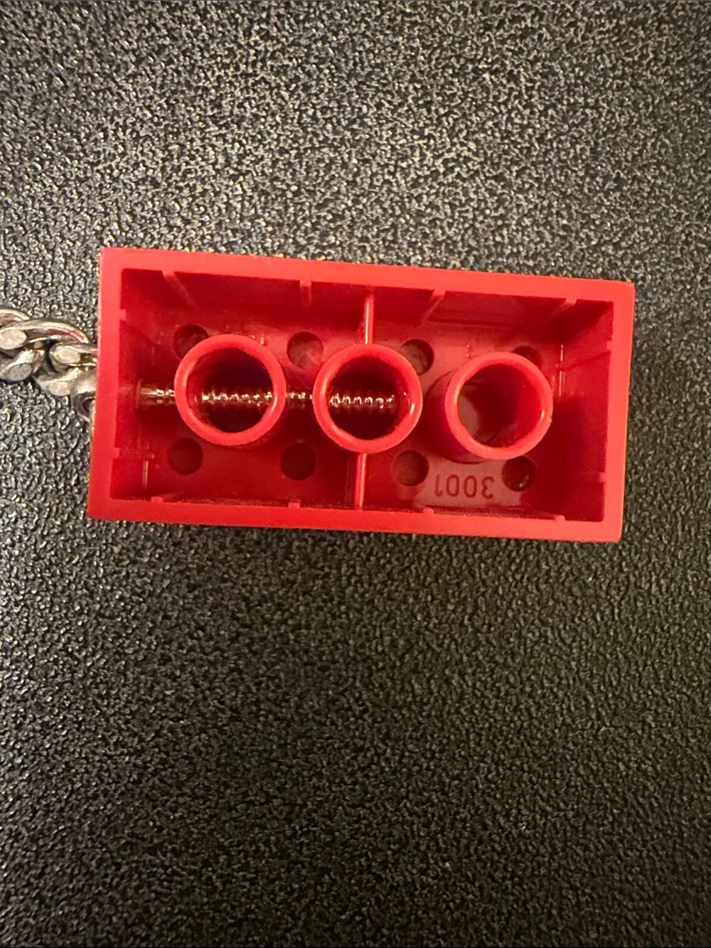 Lego Red Brick Keychain with Silver Ring